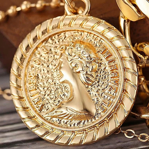 "Without Words" Gold Layered Coin Necklace Set - Picture 11 of 15